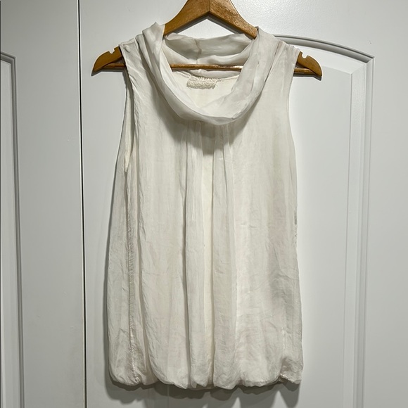 ITALIA Silk Overlay Cowl Neck Sleeveless Top - Picture 4 of 6